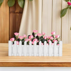 YARDWE Picket Fence Panels Wooden Picket Fence Flower Pot Window Box Planter Garden Planter with Fence Design for Artificial Flower Plants Picket Fence