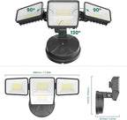 70W 7000LM LED Flood Lights Outdoor 2 Packs, Switch Controlled Security Lights with 4 Heads, Adjustable Heads, 6500K Daylight IP65 Waterproof Outside Wall Light for Backyard, Yard, Garage, Patio