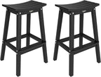 VINGLI 29" Outdoor Bar Stools Set of 2, HDPE Poly Lumber Bar Chairs with Footrest, Weather Resistant Patio Barstools for Bar, Kitchen Counter, Yard (Black, 29 Inch 2 PC)