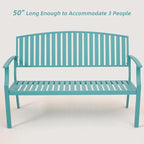 Outdoor Bench Weatherproof Aluminum Patio Garden Bench, Patio Loveseat for Porch Garden Lawn Backyard Park Balcony(Light Blue, 1PC)