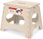 ACSTEP Folding Step Stool 11 Inch, Sturdy Plastic Foldable Step Stool for Kids & Adults, Non Slip Lightweight Collapsible Foot Stools Holds 300 lbs, Ideal for Kitchen, Bathroom, Outdoor, Khaki