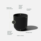 Veradek Round Black Plastic Planter Pots for Indoor/Outdoor Garden Use, with Drainage Holes, Suitable for Small to Large Succulent Plants, Flowers, Modern Interior Plants