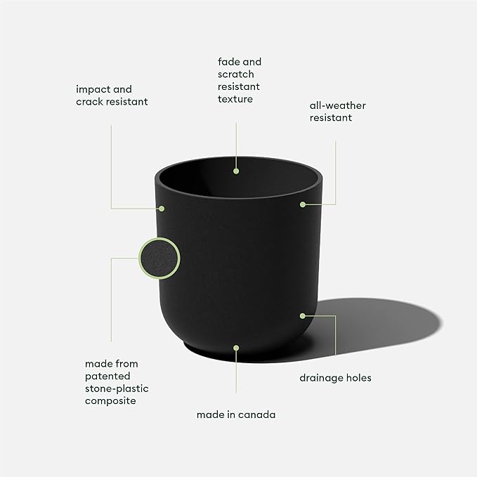 Veradek Round Black Plastic Planter Pots for Indoor/Outdoor Garden Use, with Drainage Holes, Suitable for Small to Large Succulent Plants, Flowers, Modern Interior Plants