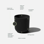 Veradek Mason Series Lima Planter - Round Planter for Indoor or Outdoor Porch/Garden | Made from Plastic-Stone Composite with Drainage Holes | Modern Décor for Succulents, Flowers, Small Plants