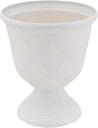 Arcadia Classic Decorative Garden Pot Planter for Indoor Plants, White, 10 x 11" Lattice Plastic Garden Urn