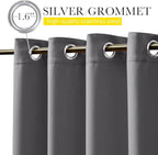 NICETOWN 2 Panels Outdoor Curtains for Patio Waterproof, W100 x L84 Windproof Extra Wide Grommet & Back Tab on Top & Bottom Thermal Insulated Sun Blocking Drapes with Rope for Gazebo, Grey