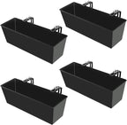 Railing Planter for Outdoor Plants 16 Inch Metal Rectangular Window Boxes with Adjustable Brackets and Drainage Hanging Flower Pots for Balcony Deck Railings Apartment Patio Decor Black(4PCS)