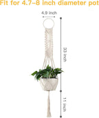 Cuttte Macrame Plant Hanger, Indoor Outdoor Hanging Planter Basket, Hanging Plant Holders, Decorative Macrame Hangers, 4 Legs 43.3 Inch, Cream Color, Boho Decor
