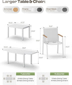 All-Aluminum Expandable Outdoor Patio Dining Table for 4-8 Person, All-Weather Rectangular Outdoor Table(48"-79") with Smooth Cilde Rails & Secure Locking Handle for Garden, Indoor, White