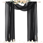 Outdoor Curtains Black Sheer Chiffon Arch Drape 29 x 236 Inch