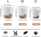 Self-Watering Plant Pots with Water Level Indicator, Drainage Holes & Saucers – 12/10/9 Inch Large Plastic Planter Set for Indoor & Outdoor Plants (White)