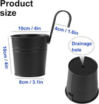 20 Pack 4 Inch Railing Hanging Planter, Black Small Hanging Bucket Planters, Metal Hanging Flower Pots, Metal Railing Bucket for Outdoor, Balcony, Fence, and Porch with Detachable Handles
