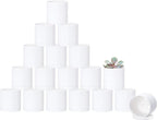 Planter Pots, 18 Count Matte White Plastic Mini Pots With Saucers