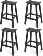Stoog All-Weather Bar Stools Set of 4, 28" Height Outdoor Bar Stools, Low Maintenance, for Patio, Deck, Kitchen Counter, and Garden, Black