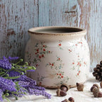 Cottagecore Ceramic Plant Pots, 6.29in French Country Floral Vase & Planters Indoor with Drainage, Distressed Cottage Farmhouse Home Decor for Balcony Bookshelf Table Centerpieces, Gifts for Grandma
