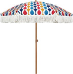AMMSUN 7ft Patio Umbrella with Fringe Outdoor Tassel Umbrella UPF50+ Premium Steel Pole and Ribs Push Button Tilt, Wave Colorful