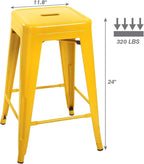 Devoko Metal Bar Stools 24" Indoor Outdoor Stackable Barstools Modern Style Industrial Vintage Counter Bar Stools Set of 4 (24 inch, Yellow)