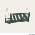 POLYWOOD Vineyard 5-Foot Porch Swing, Heavy Duty HDPE Outdoor Hanging Bench, Patio Swing for Adults Kids, Deck Garden Furniture, Green