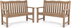 Stoog Outdoor Benches Set of 2, 2-Person Poly Lumber Garden Bench with Real Wood Look, Never Fade & Rust-Proof, All-Weather for Patio, Porch, Deck, and Backyard, Teak