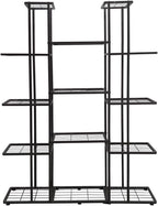 MTB Garden 5 Tier 14 Potted Metal Large Plant Stand for Indoor Outdoor Flower Pot Display Planter Shelf, Charcoal Grey