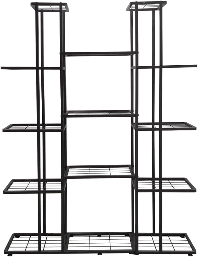 MTB Garden 5 Tier 14 Potted Metal Large Plant Stand for Indoor Outdoor Flower Pot Display Planter Shelf, Charcoal Grey