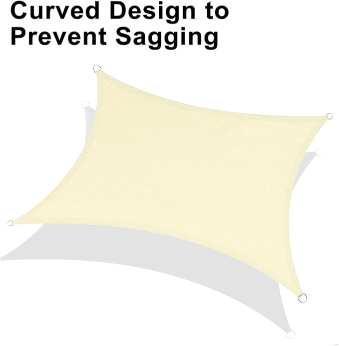 LOVE STORY Custom Size 7'x8' Butter Cream Sun Shade Sail Rectangle UV Block Canopy Patio Sail Sunshades Fabric for Outdoor Garden Carport (We Make Custom Size)