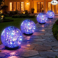 Solar Garden Lights Outdoor Waterproof, 4 Pack Cracked Glass Ball Light, Ground Landscape Garden Decor, Solar Globe Decorative for Pathway/Patio/Lawn/Yard (Multicolor, 4.7")