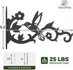 Kingsyard 2-Pack Wall Plant Hangers Outdoor Indoor, 8 Inch Heavy Duty Solid Metal Brackets with Bird Design, Anti Rust Plant Hooks for Plants, Bird Feeders, Lanterns, Wind Chimes, Hummingbird Design