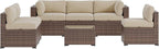 Aoxun Patio Furniture Sets, 7-Piece Outdoor Patio Furniture with Thick Cushions, Wicker Outdoor Conversation Set Sectional Sofa for Backyard, Poolside, Garden(Cream-Browm, 7 x 25.6 - Seats)