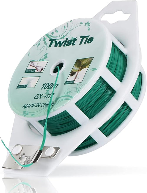 (100m) Twist Ties, 328ft, Green, Green Garden Plant Ties