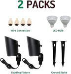 Lumina Lighting® 5W Landscape Lighting 12V Landscape Lights Low Voltage Landscape Spotlights Warm White Waterproof Outdoor Replaceable LED Bulb for Garden,Lawn,Porch,Patio and Yard (Black) (2-Pack)