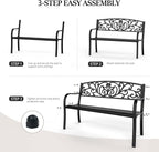 VINGLI Outdoor Bench for Patio Metal Garden Bench w/PVC Back Pattern - Image 6