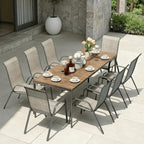 MAMIZO Patio Dining Chairs, Stackable All Weather Teslin Chair, Heavy Duty Outdoor Breathable Chairs Set, w/Armrests, Upgraded Chair FeetW/Strenthened Iron Spacers, 330 LBS (8, Brown)