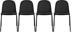 2xhome Modern Stackable Armless Dining Chair | Plastic Shell Seat with Metal Legs | Indoor or Outdoor Use | Home Kitchen Patio (4, Black, Padded Seat)