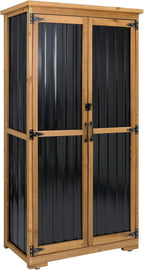 Outdoor Storage Cabinet Wood & Metal by Gowoodhut