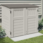 Suncast 4 Pack 34 Cu Ft Capacity Horizontal Outdoor Storage Shed for Garbage Cans, Garden Accessories, Backyard, and Patio Use, Vanilla