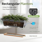Window Box Planter, 6 Pack Plastic Vegetable Flower Window Planters Boxes 16 Inches Rectangular Flower Pots with Drainage Holes and Saucers (Grey)