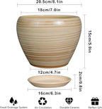 Planter 8 Inch - Indoor/Outdoor Ceramic Plant Pot With Drainage Hole and Saucer, Round Modern Flower Planter for Succulents, House, Patio - Yellow