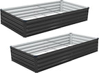 2 Pack 6x3x1FT Galvanized Raised Garden Bed Kit, Outdoor Metal Planter Box for Vegetables, Bottomless Rectangular Gardening Bed with Support Rods, Tool-Free Assembly, Black
