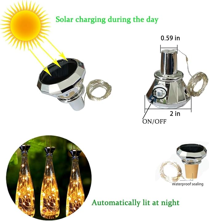 Indoor Outdoor Solar String Lights 12 Pack, Warm White