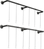 Plant Haning Rod, 2 Pack Hanging Planters for Indoor Plants with 6 Chains, Wall Plant Hanging Bar for Window Celling, 65.7 Inch, Metal Black, Pots Not Included