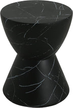 Christopher Knight Home Outdoor Side Table,Hourglass Shape Side Table,Patio Garden Stool Coffee End Table,Decorative Garden Stool for Patio,or Balcony,Lightweight Concrete Material,Black Marble