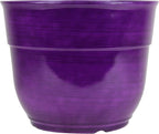 Garden Elements Indoor/Outdoor Glazed Brushed Happy Plastic Planter, Large, Dark Purple, 15" (Pack of 2)