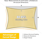 Artpuch Waterproof Sun Shade Sail, 14'x14' Sand Rectangular, UV Resistant Rain Canopy, Curved Edges Shade Cloth for Outdoor Patio, Deck, Yard (Customizable)