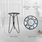 LIFFY Outdoor Side Table,12" Indoor Small Round Glass Tabletop Accent Table with Metal Frame, Home Decorative Plant Stand & End Table Outside for Patio, Garden, Yard, Kitchen, Porch