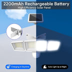 Energetic Solar Outdoor Lights, 1800LM 192 LED Security Motion Sensor Outdoor Lights with Remote Control, IP65 Waterproof Floodlight, 3 Head Motion Detected Spotlight for Garage, Pack of 2 (White)