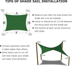 KANAGAWA 14'X14' Dark Green Custom Size Sun Shade Sail Square UV Block Canopy Cover for Patio Backyard Lawn Garden Outdoor (Customized Available)