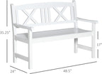 Outsunny 2-Seater Wooden Garden Bench, 4FT Outdoor Patio Loveseat with Unique X-Shape Back for Yard, Lawn, Porch, White