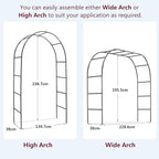 Garden Arch Trellis Metal Garden Arbor for Various Climbing Plant, Wedding Arches for Ceremony Decoration Outdoor Lawn Backyard, 7'8" H x 4'5" W, Dark Green