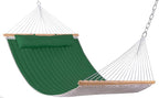 Lazy Daze Hammocks 12 FT Double Quilted Fabric Hammock with Spreader Bar and Detachable Pillow, 2 Person Hammock for Outdoor Patio Backyard Poolside, 450 LBS Weight Capacity, Dark Green